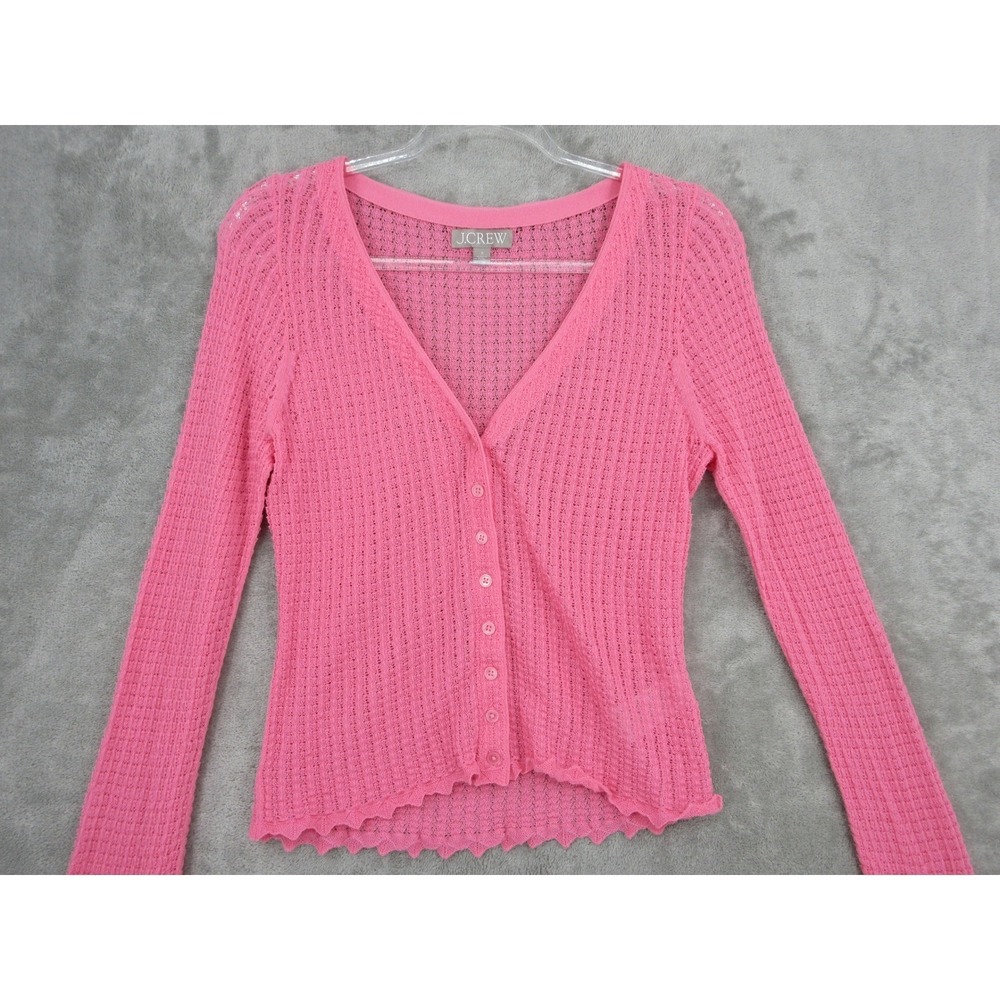 J Crew Cardigan Women Small Scalloped Trim Button Front Fitted Feminine Romantic - Picture 3 of 8